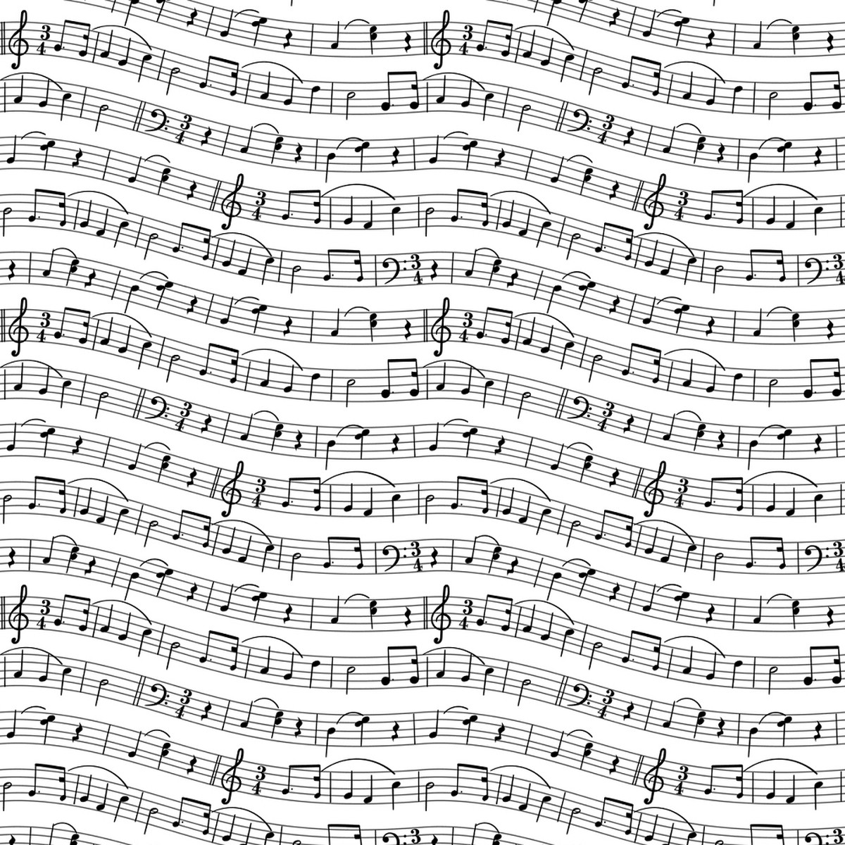 Digitally Printed Wavy Music Staves Fabric