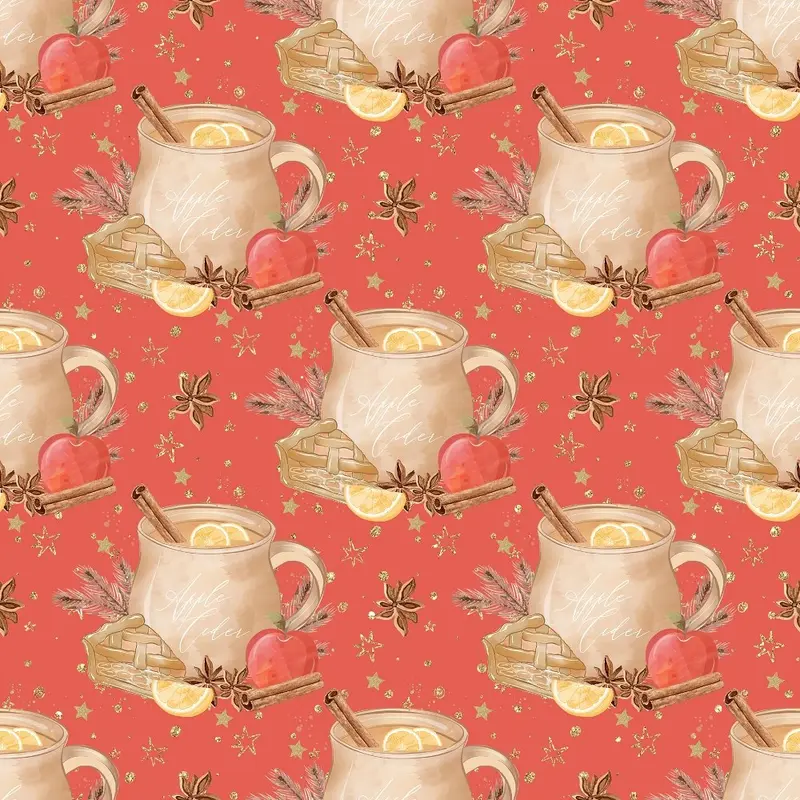 Apple Cider & Stars Fabric - Red