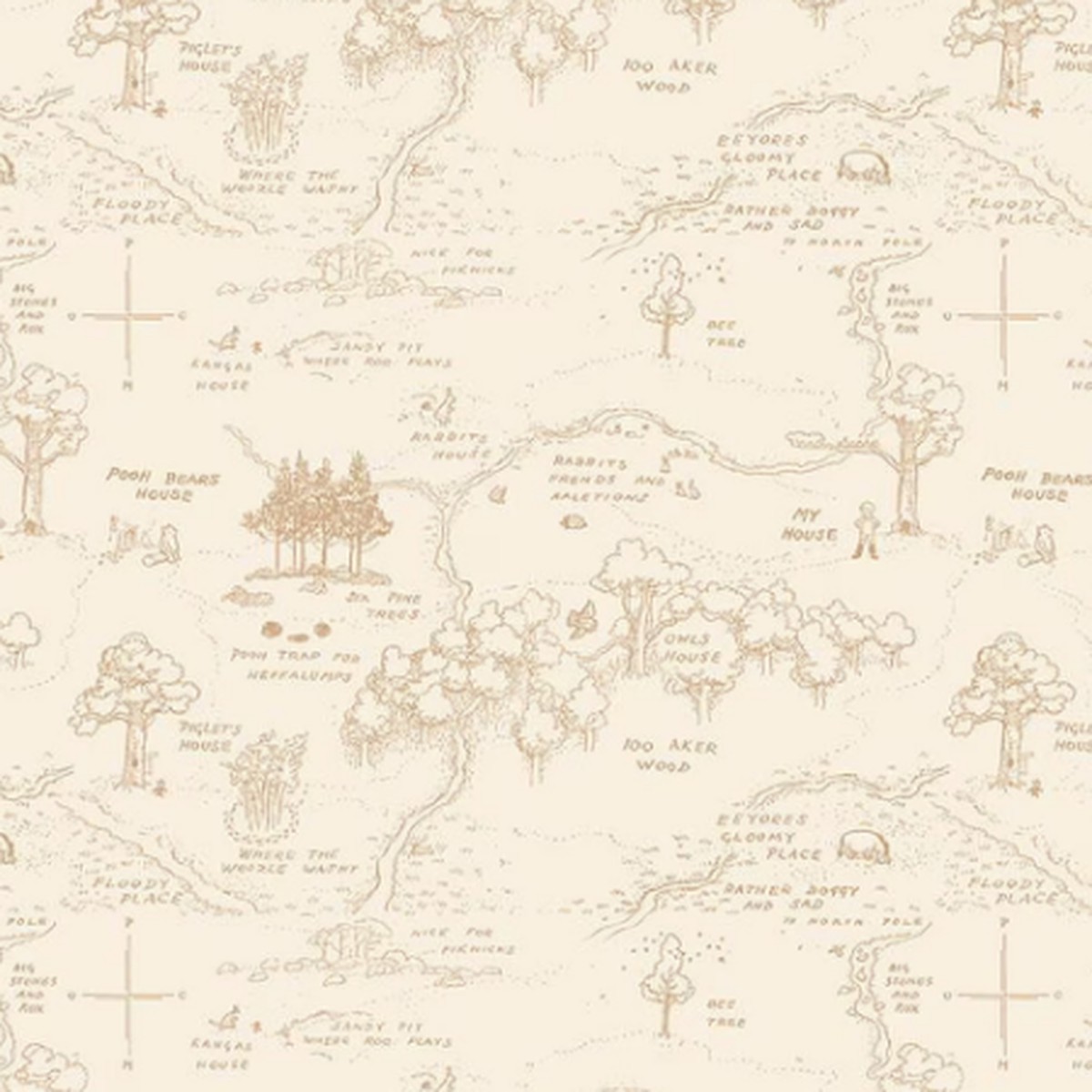 Riley Blake - Winnie the Pooh - Map Cream