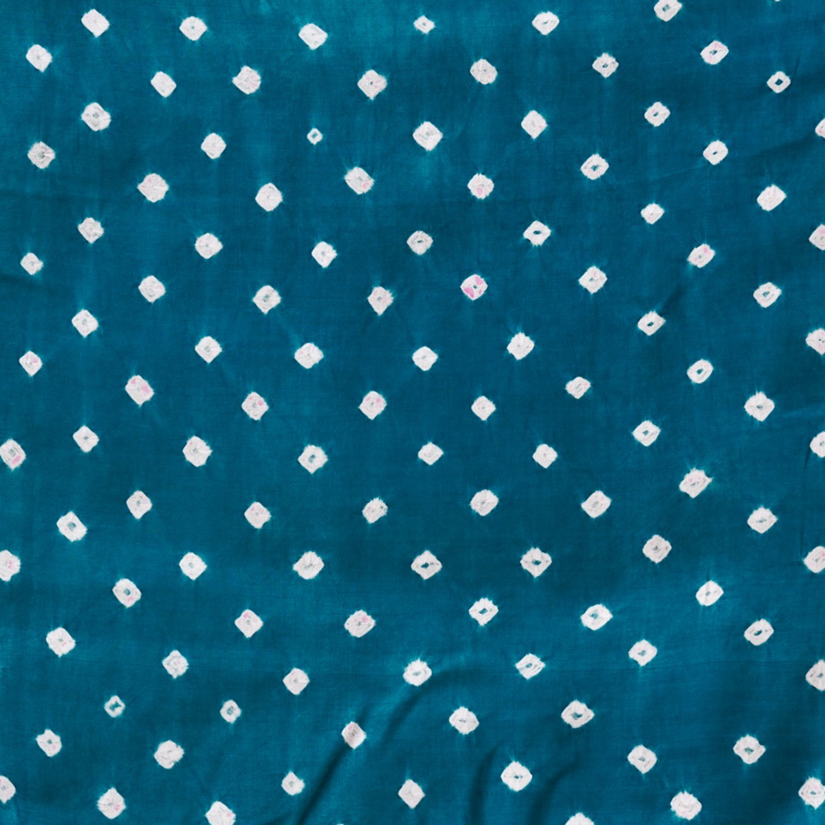 Modal Silk Teal Blue With White Bandhani Fabric
