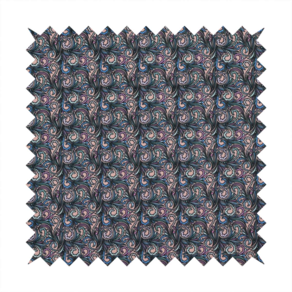 Mystic Charcoal & Rose Filigree Scroll Upholstery Fabric DP-302