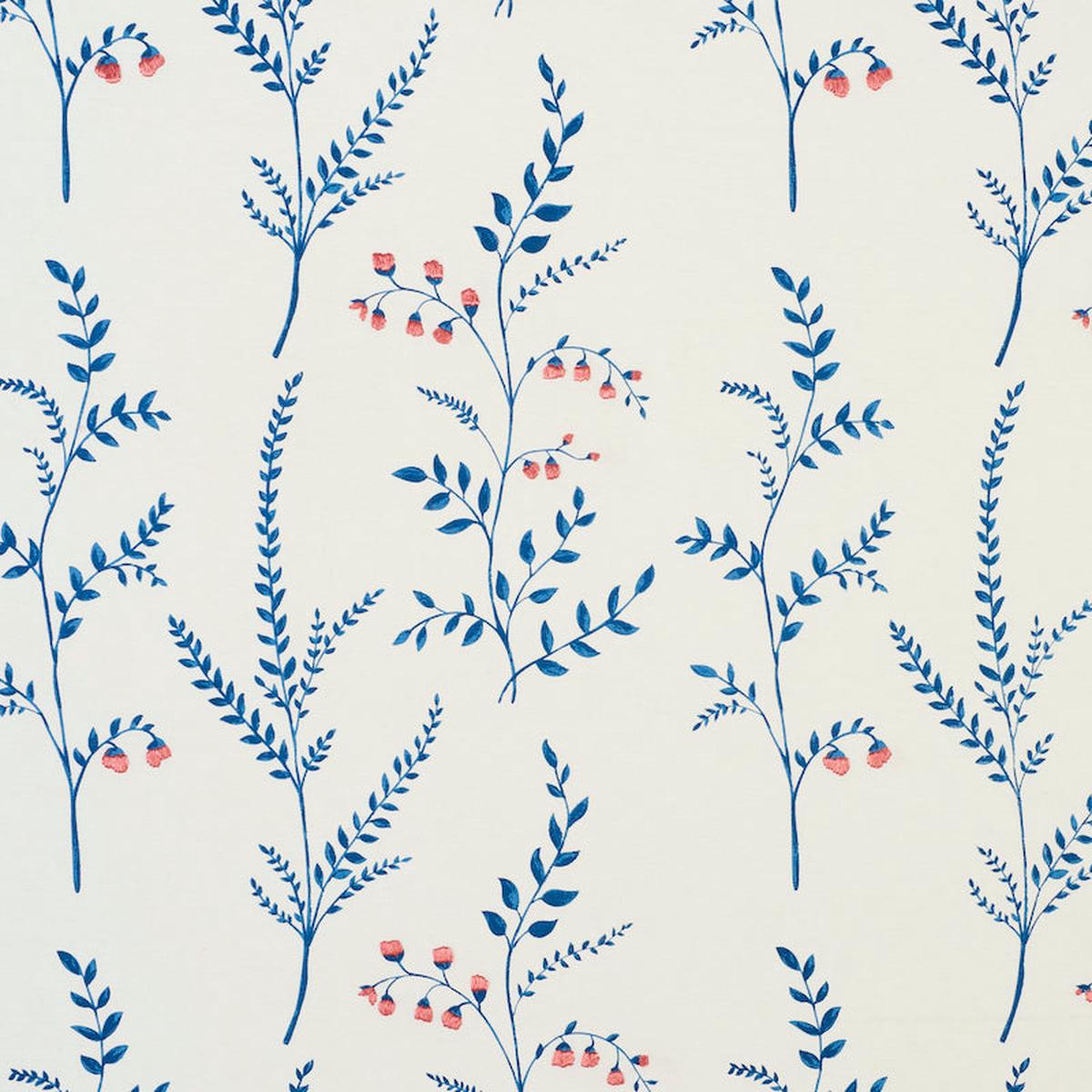 Cynthia Embroidered Print Blue Fabric