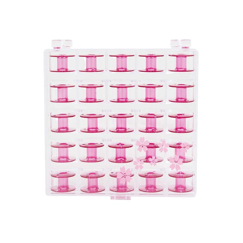 Janome 25 Pack Pink Cherry Blossom Bobbins and Case Class 15 / Style J 200277095