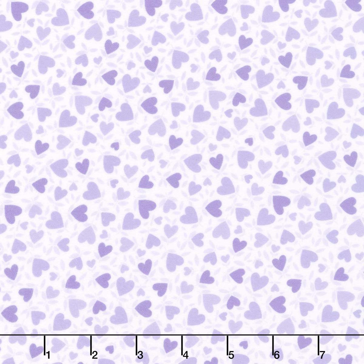 Playtime Flannel - Hearts Purple Yardage