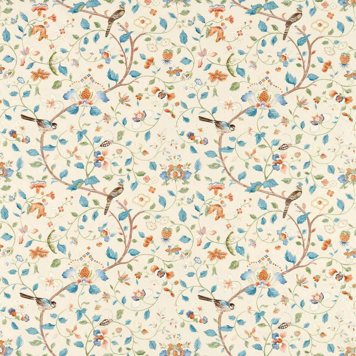 Aril\s Garden Arboretum Teal and Russet Fabric by Sanderson