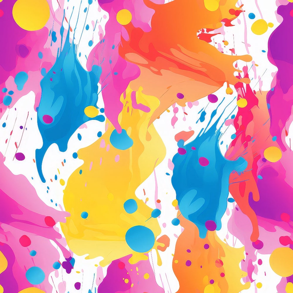 Colorful Paint Splashes Pattern 12 Quilting Cotton Fabric