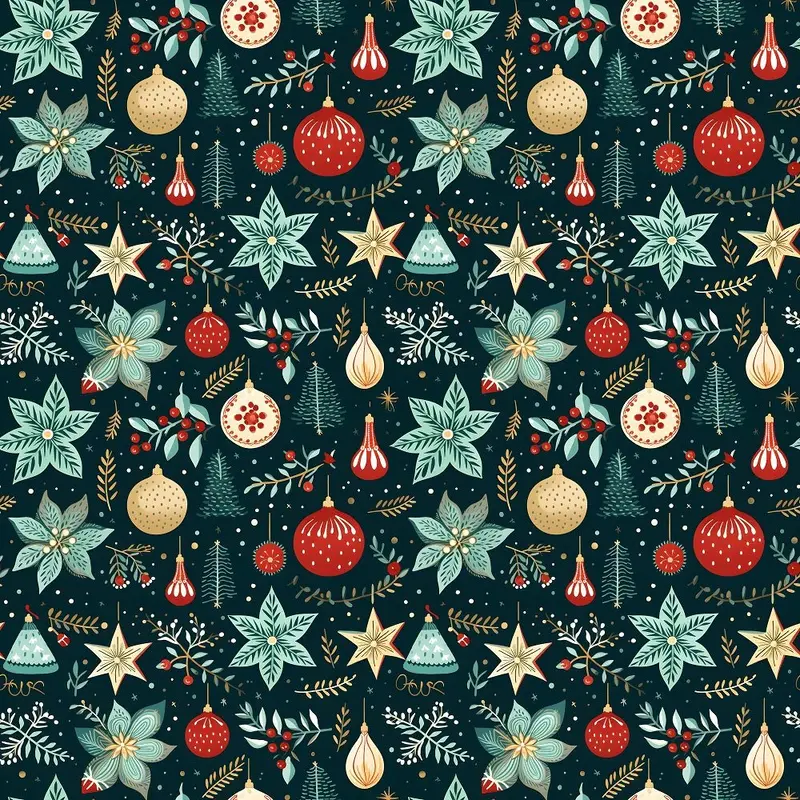 Retro Christmas Bulbs Pattern #5 Fabric