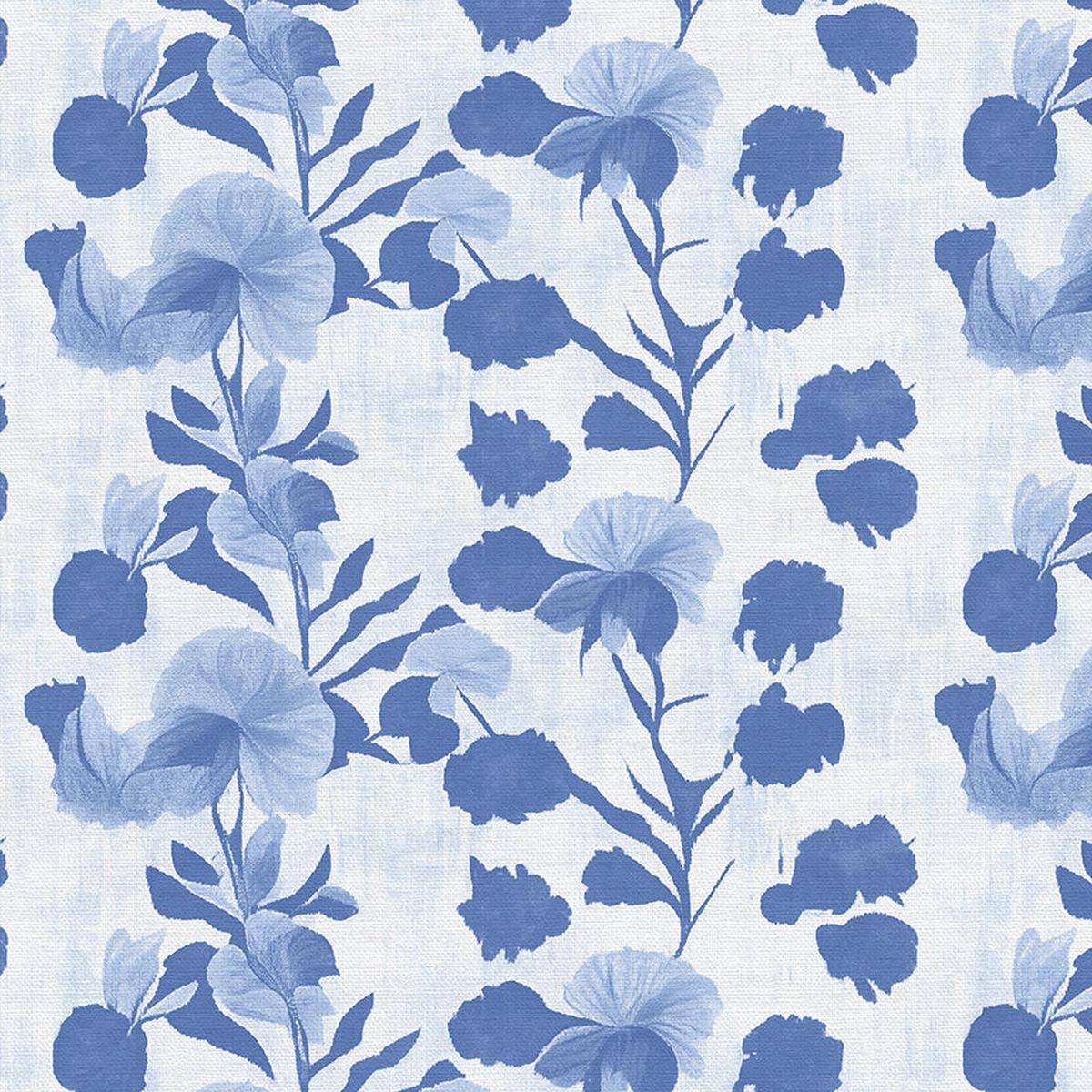 Garden Stems - Blue on White - Double Gauze
