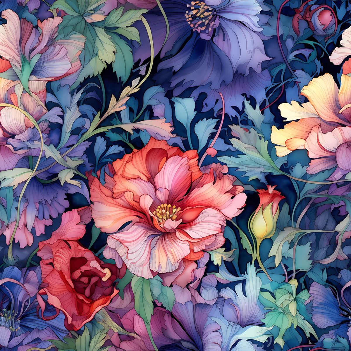 Nouveau Floral Pattern 5 Fabric