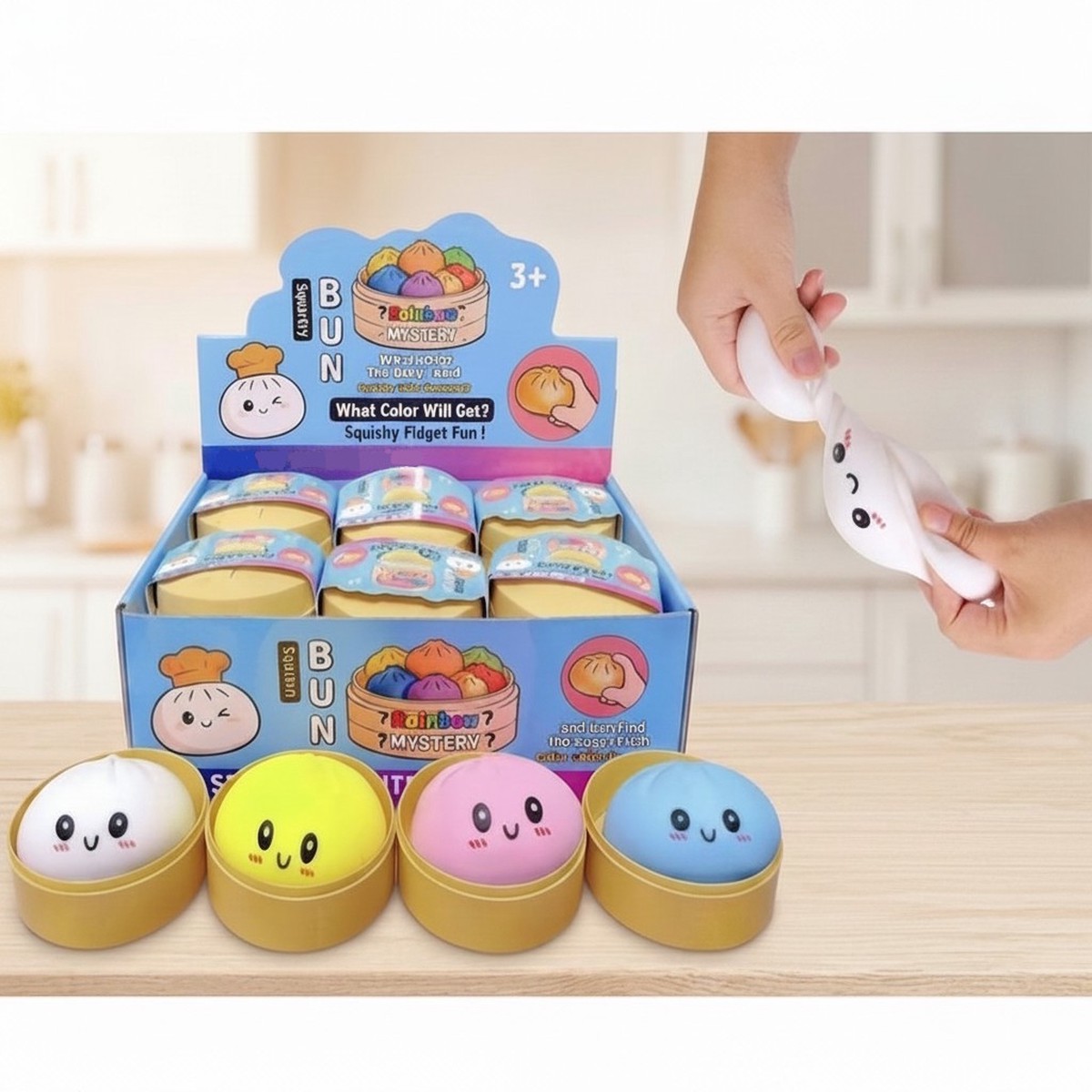 3" Standard Dumpling Squishy Stress Relief Squeeze Toy -Assorted