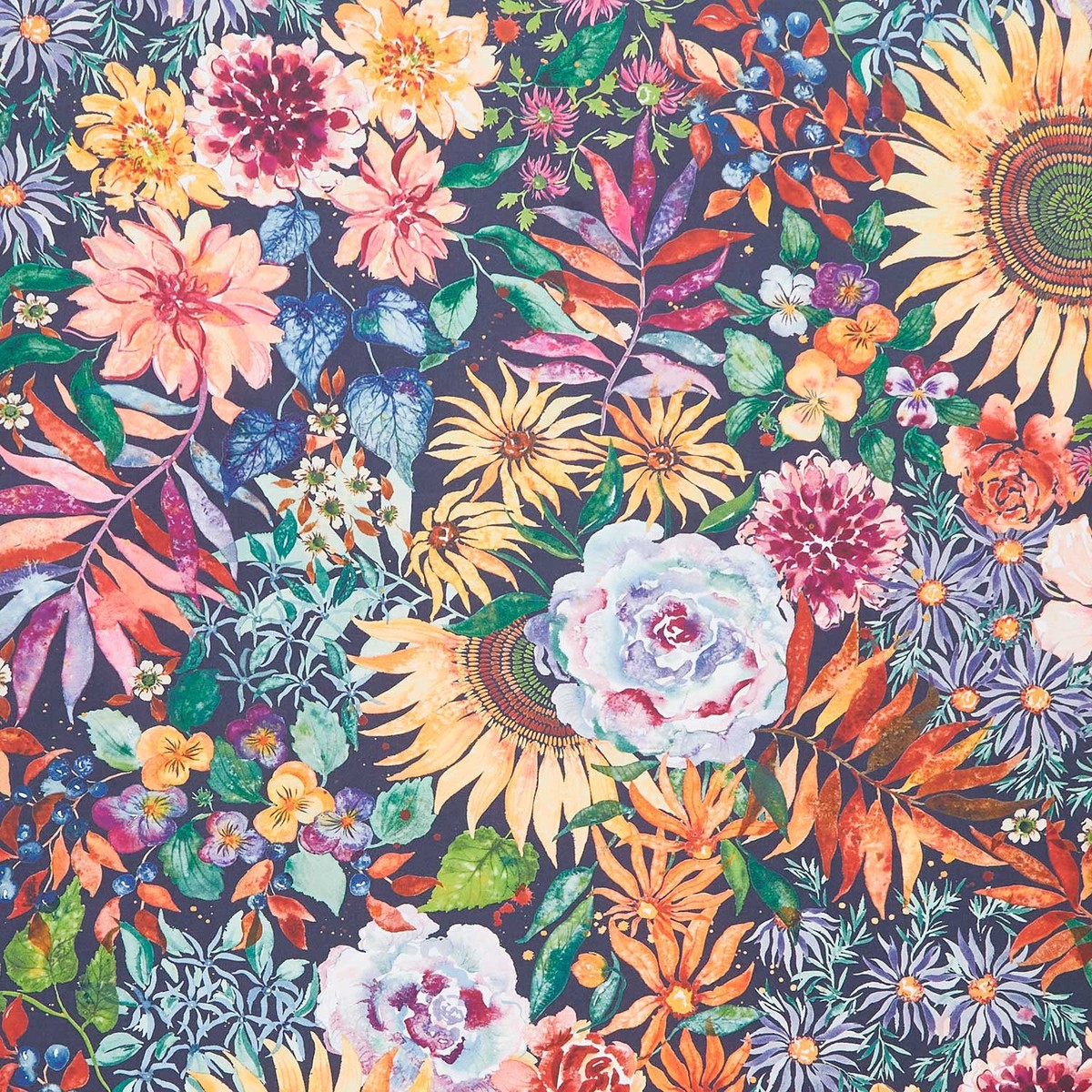 Floribunda - Retro Harvest Midnight Yardage