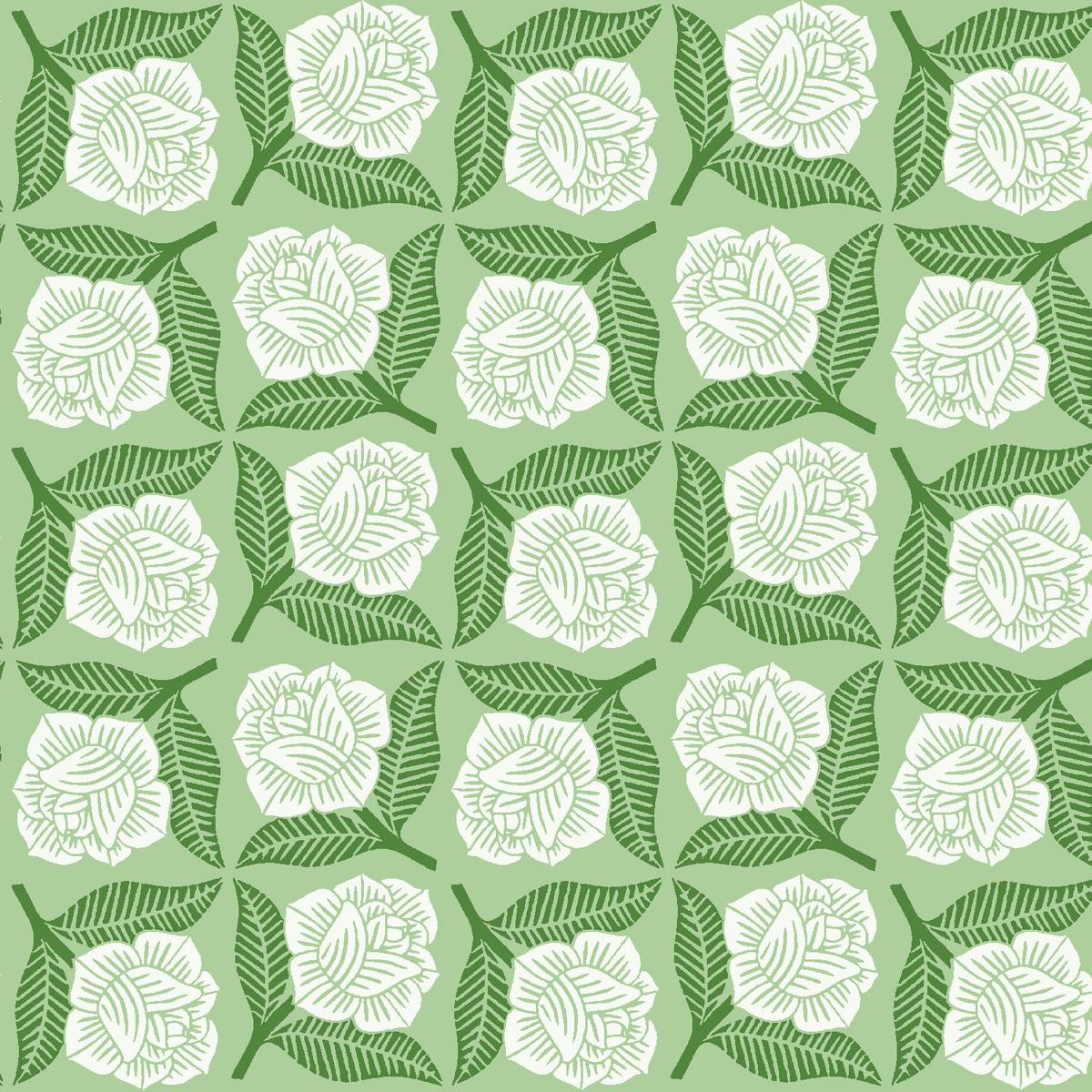 Sweet Floral Scent | Sweet Rose - Green | Canvas Fabric | Loes van Oosten