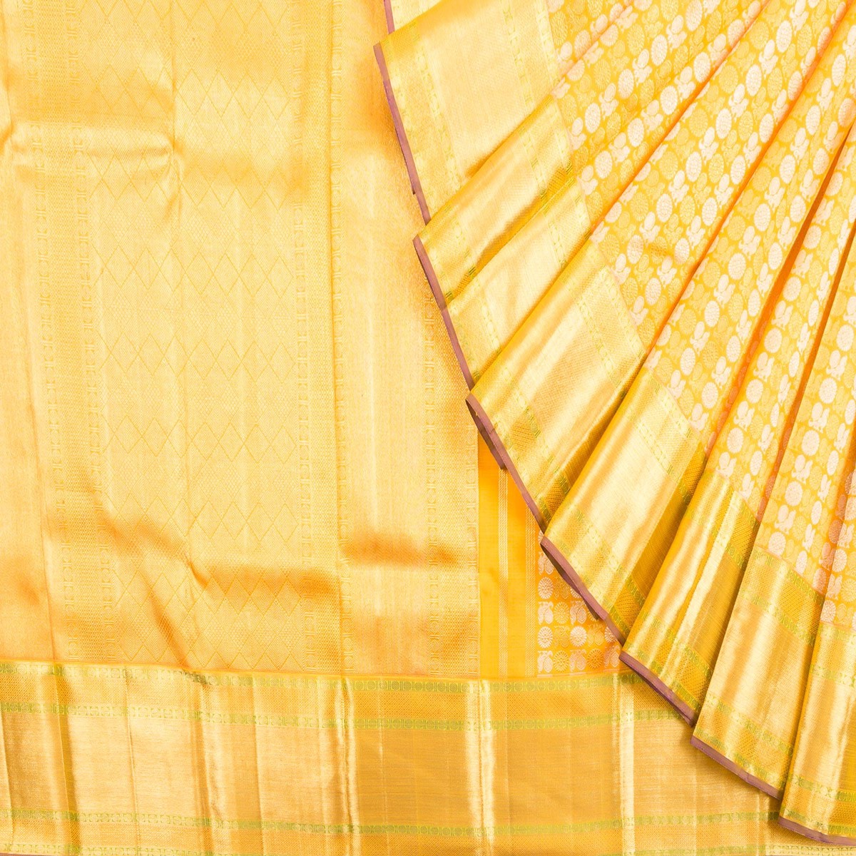 Kanchipuram Silk Butta Yellow Saree