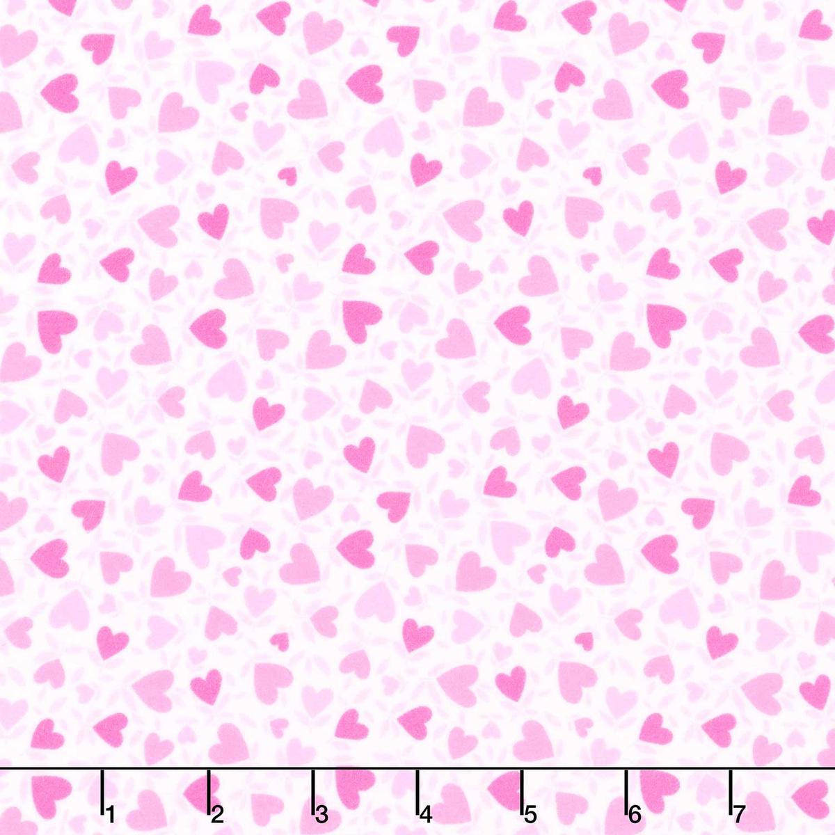 Playtime Flannel - Hearts Pink Yardage