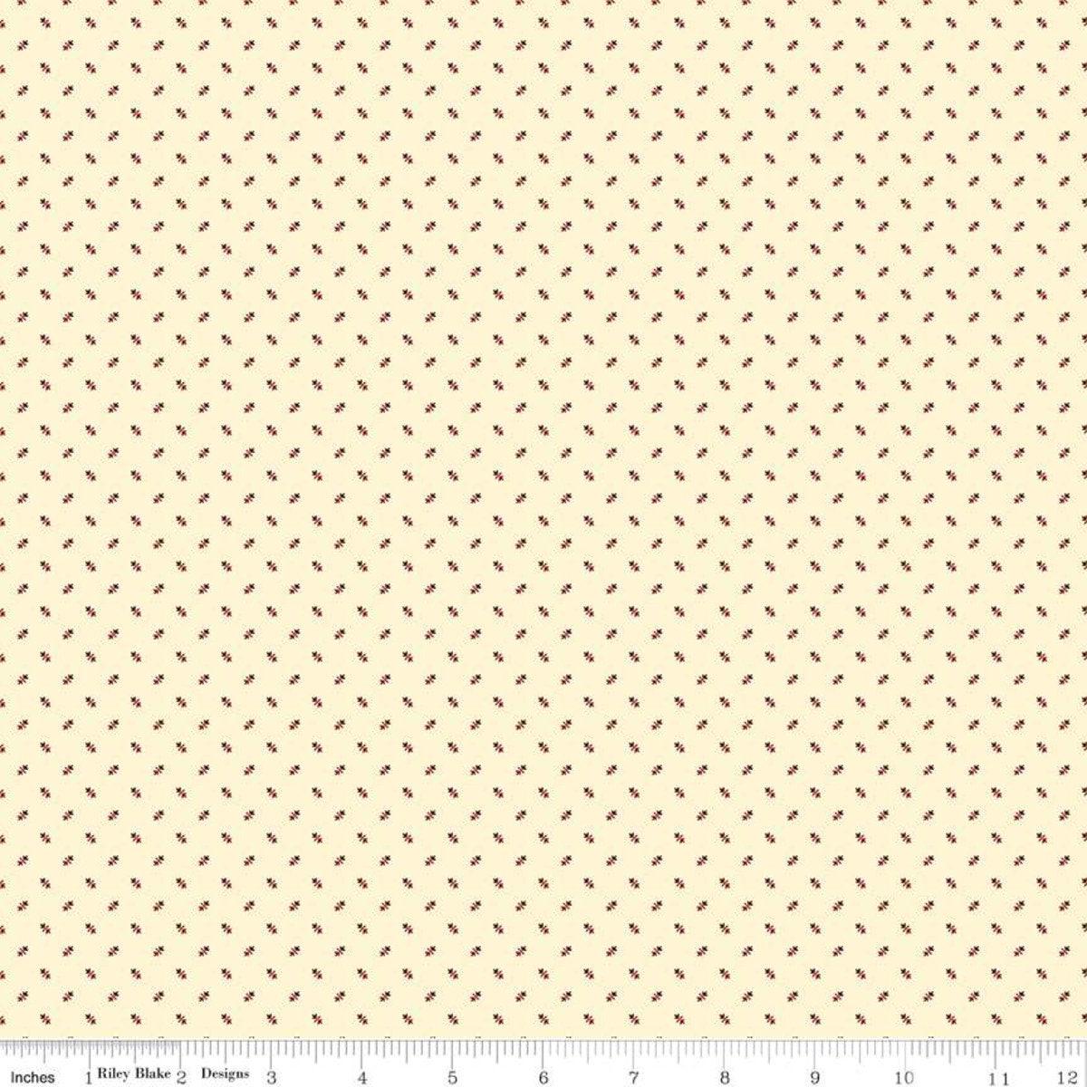 Fat Quarter End of Bolt - SALE Christmas at Buttermilk Acres Shirting Red Cream Geometric Fabric - C10906 - Riley Blake Quilting Cotton
