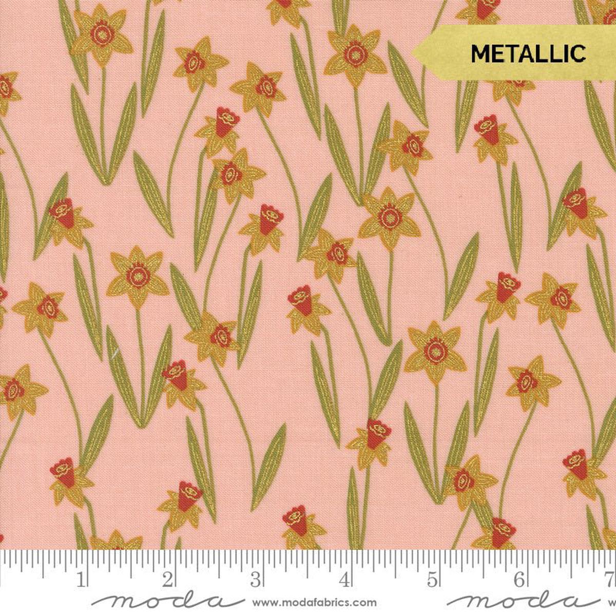 Metallic Rose Darling Daffodils Bee Garden by Gingiber (14 yard)