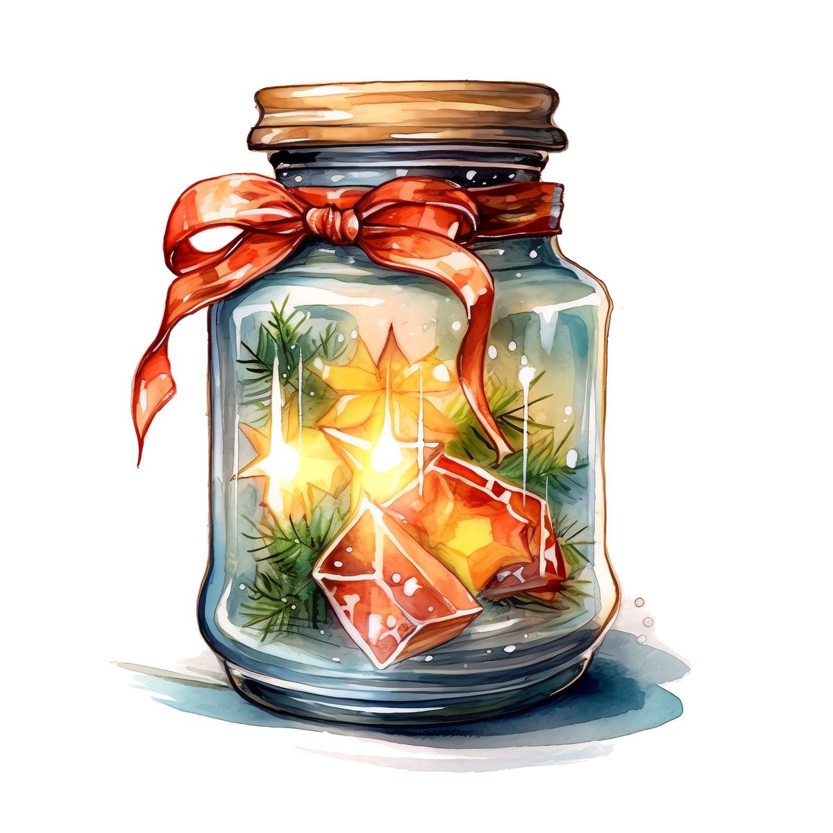 Christmas Eve Scene Jar 18 Fabric Panel
