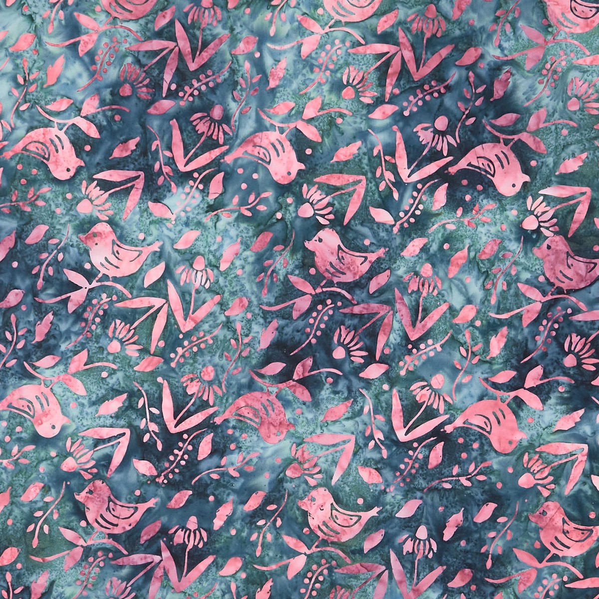 Misty Mornings Batiks - Bird Teal Bridgewater Yardage