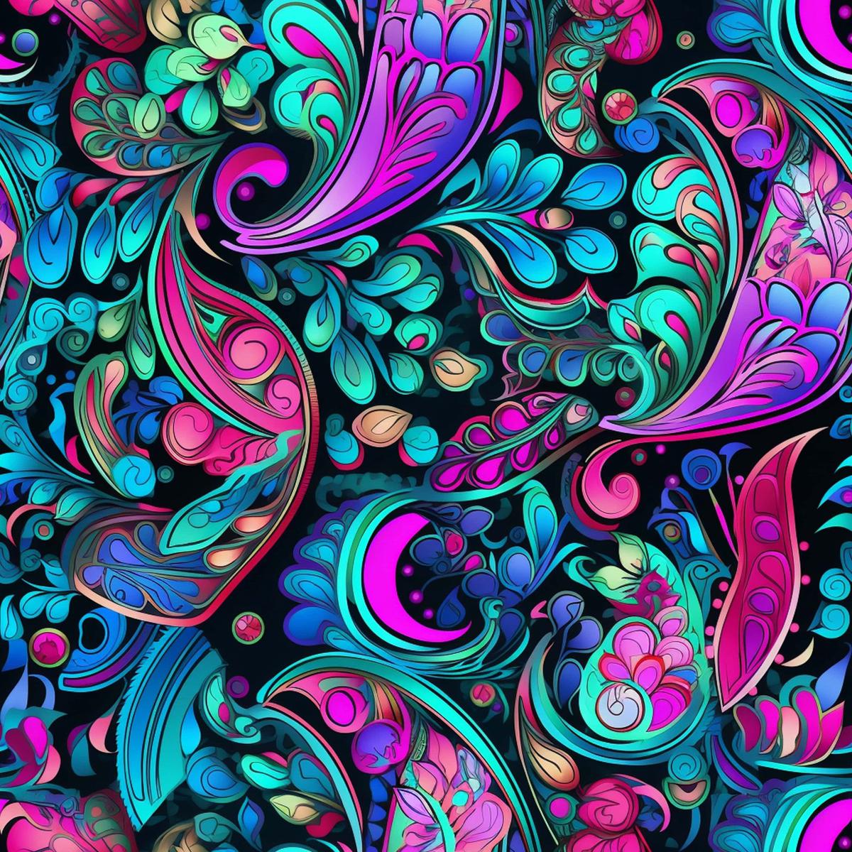 Neon Paisley Pattern 18 Quilting Cotton Fabric