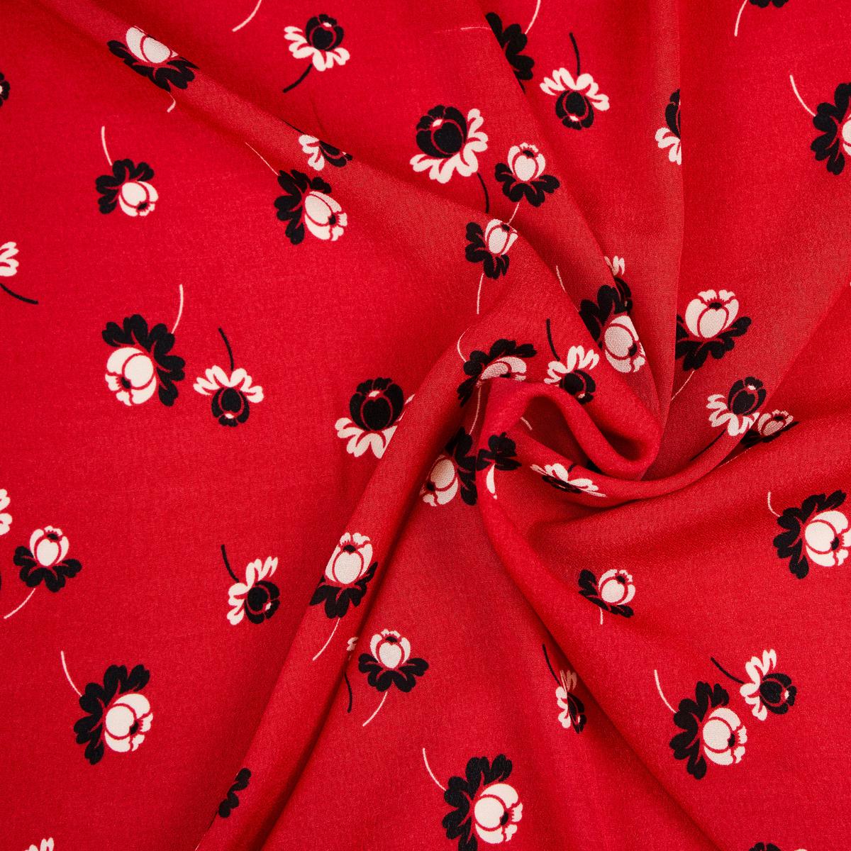 Naomi Red Floral Viscose Fabric