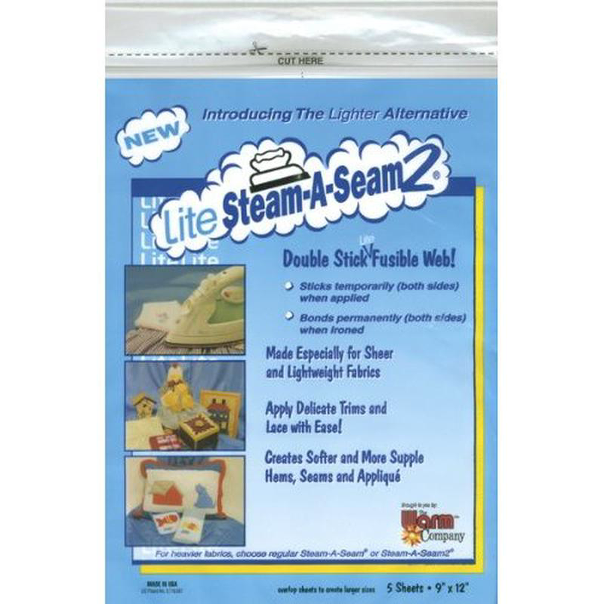 Warm Company Lite Steam-A-Seam 2 Double Stick Fusible Web-98243 8243 Sheets 5Pkg