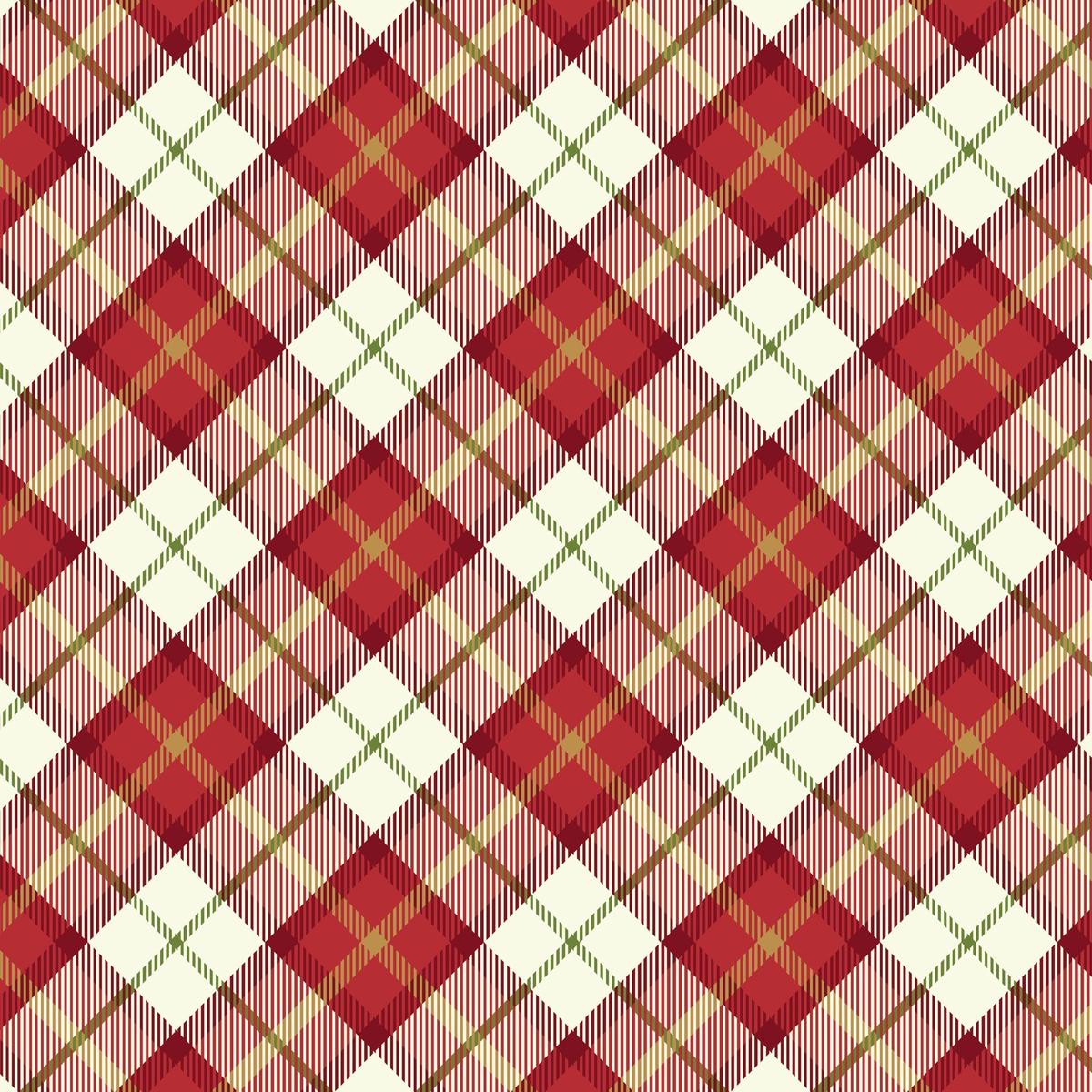 Lewis and Irene Christmas Fabric All is Bright by Stuart Hillard - Red Check SH28A