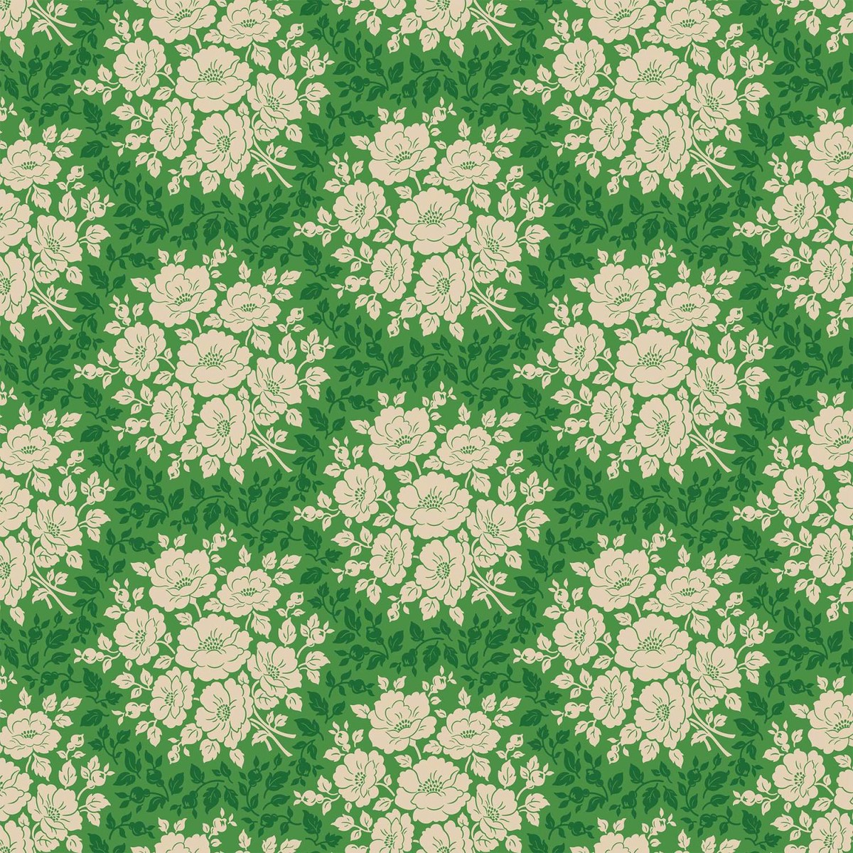 Local Honey-Cream Floral on Green