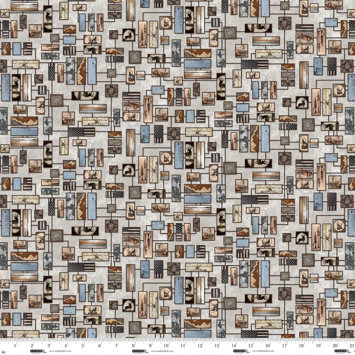 Mist Wood Burn Art Wall Out of the Woodwork Cotton 4445 Fabric Per Yard