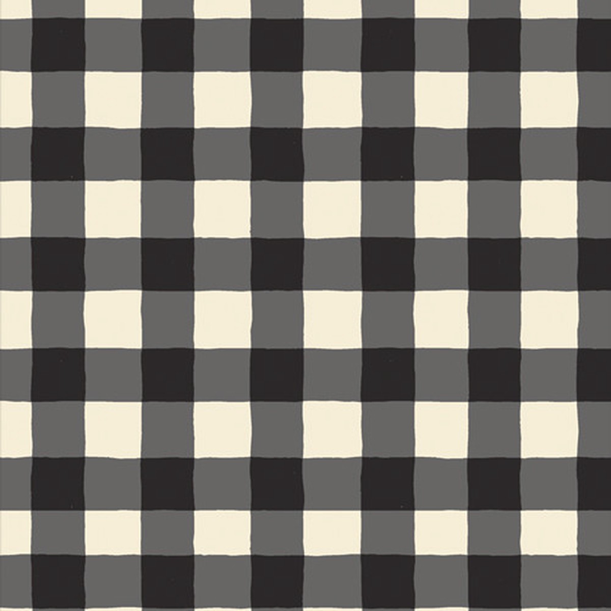 Black White buffalo plaid cotton fabric - Plaid of My Dreams Snow QTR YD
