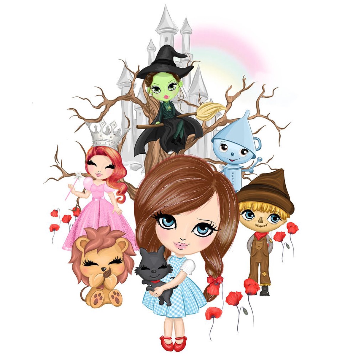Cute Wizard of OZ Scene 1 Fabric Panel