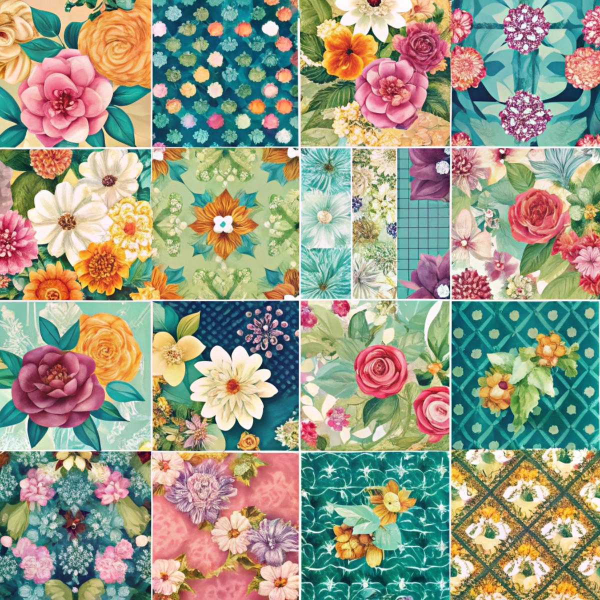 Spring Patchwork Pattern 4 Quilting Cotton Fabric