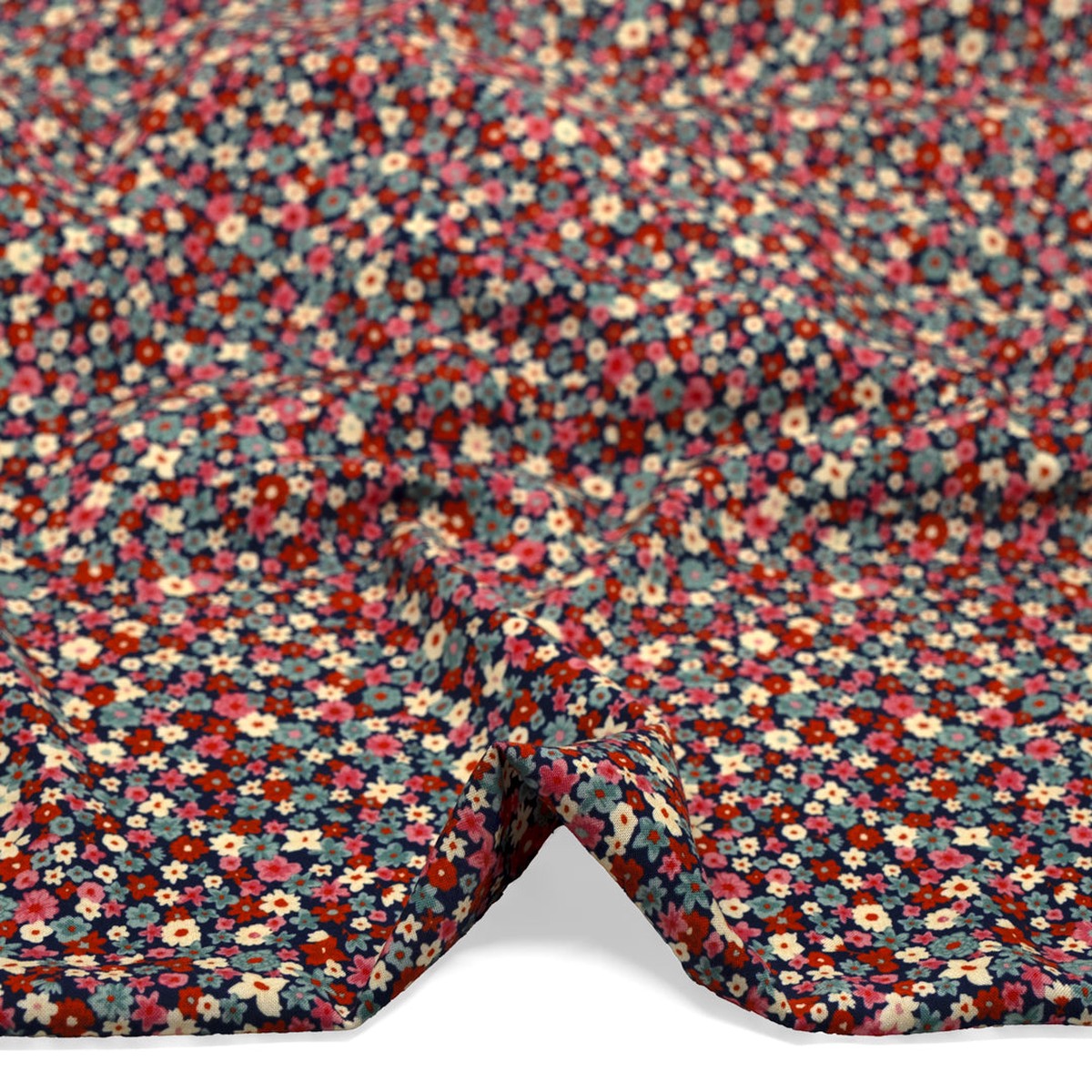 Bloomscape Viscose Challis - Navy/Poppy/Teal