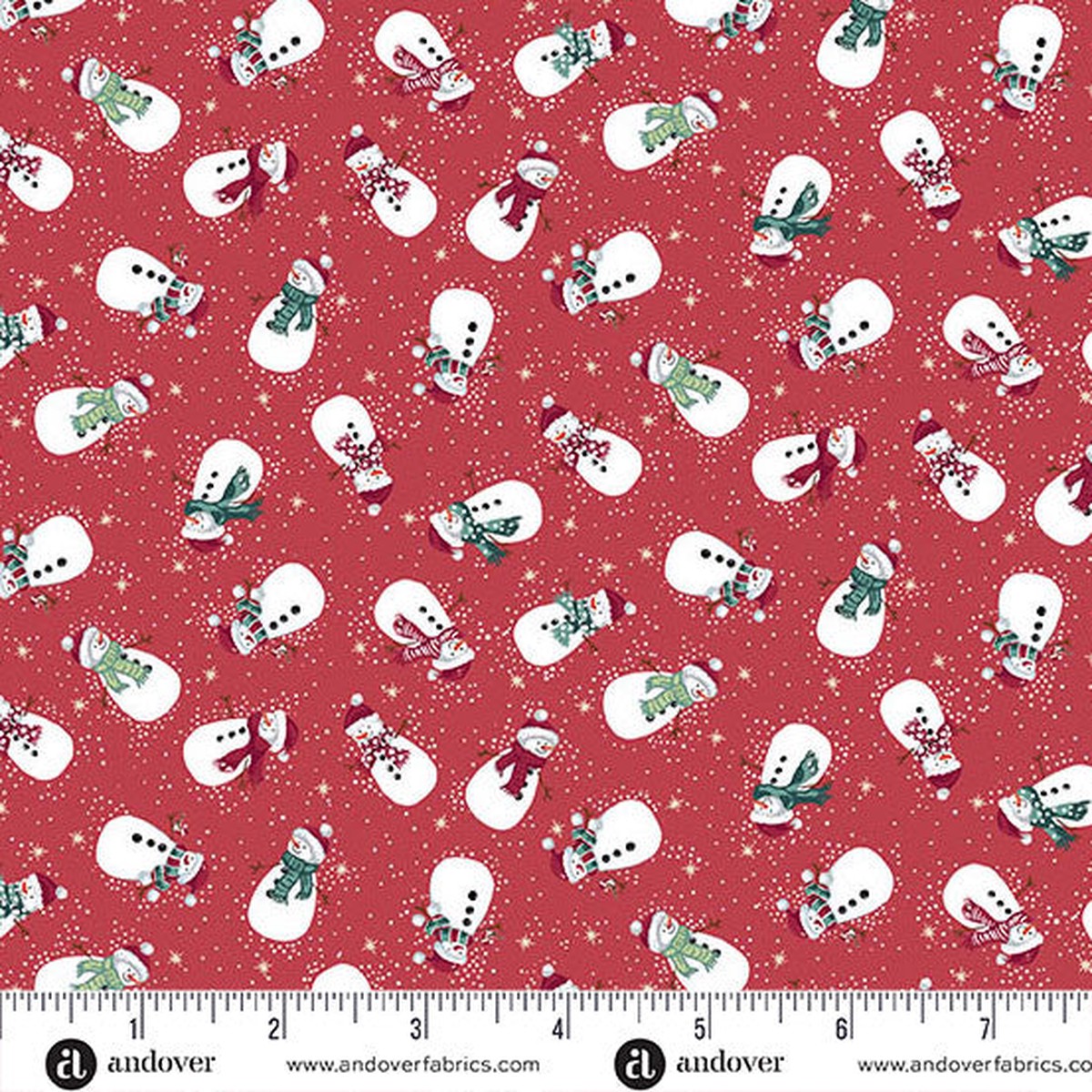 Country Christmas by Makower: Snowmen - Red