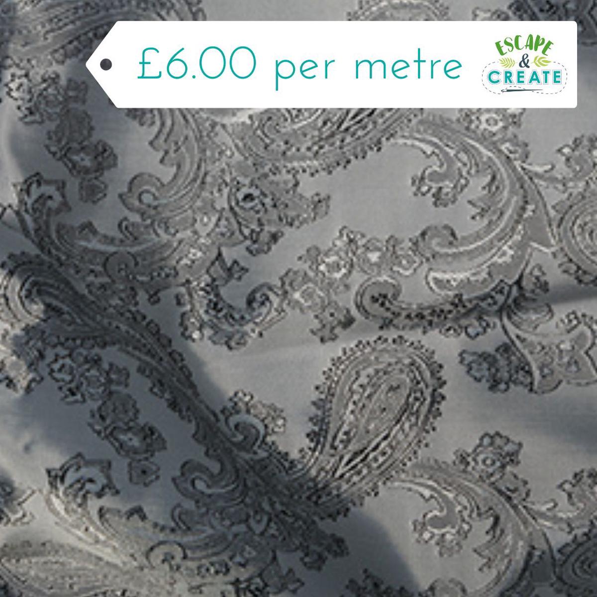 Dress Lining (Paisley Jacquard) in Grey
