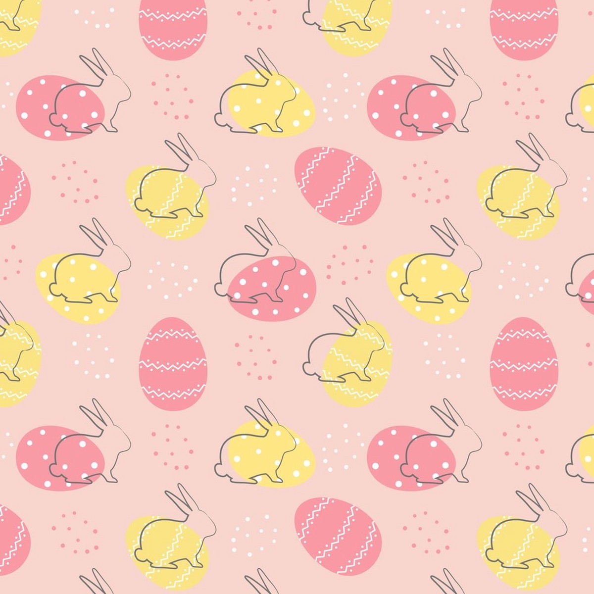 Easter Bunny Silhouette Egg Fabric - Pink