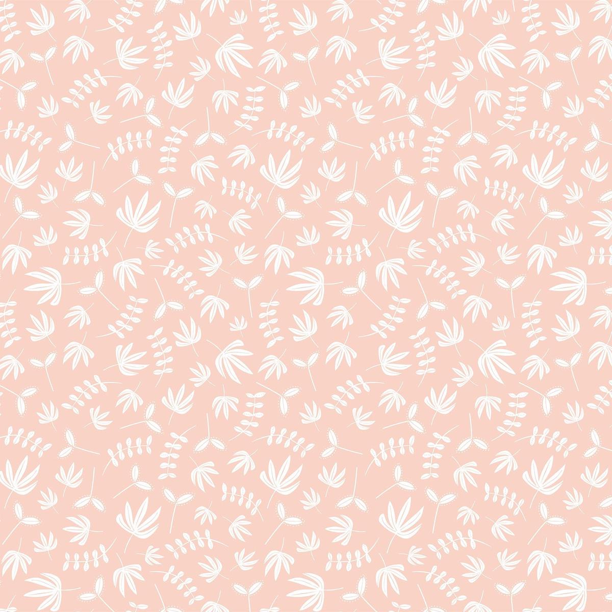 Hand Stitched Quilt Fabric Plants Pink