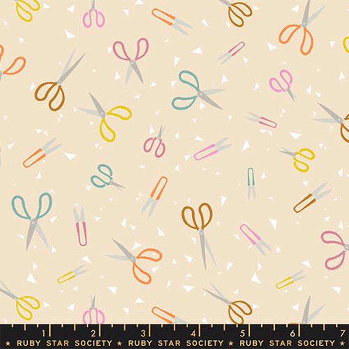 Paper Cuts 2 Parchment Natural Office Supplies Cotton 43"/44" Fabric Per Yard