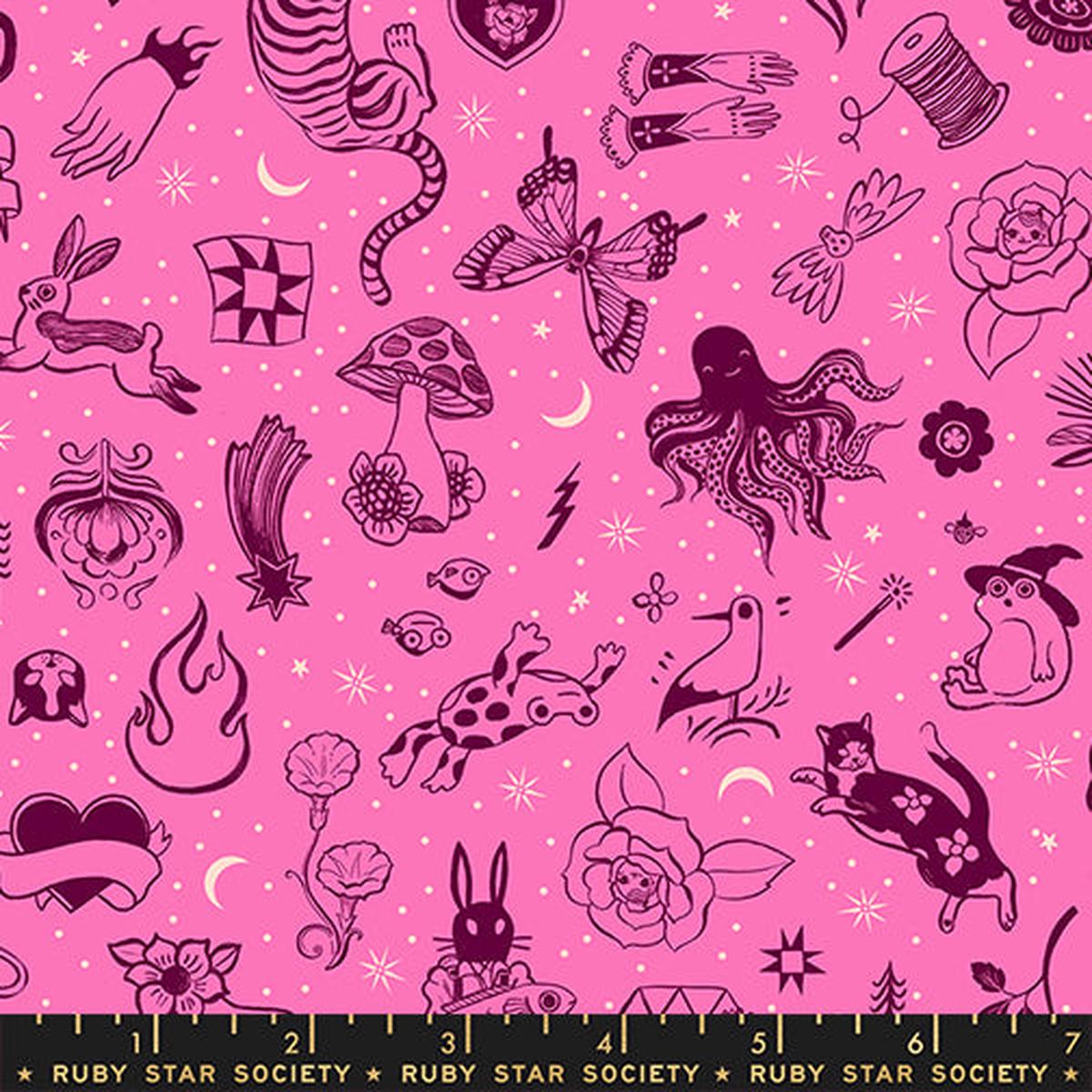 PREORDER Ink Shop Tattoo Flash Lipstick Fabric by Ruby Star Society