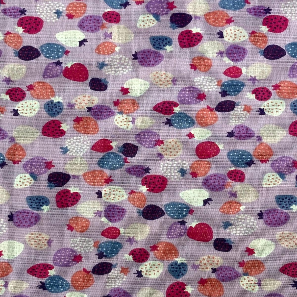 Japanese Imported Quilt Fabric - Sevenberry Strawberries in Lavender Purple - 850445 D1-3