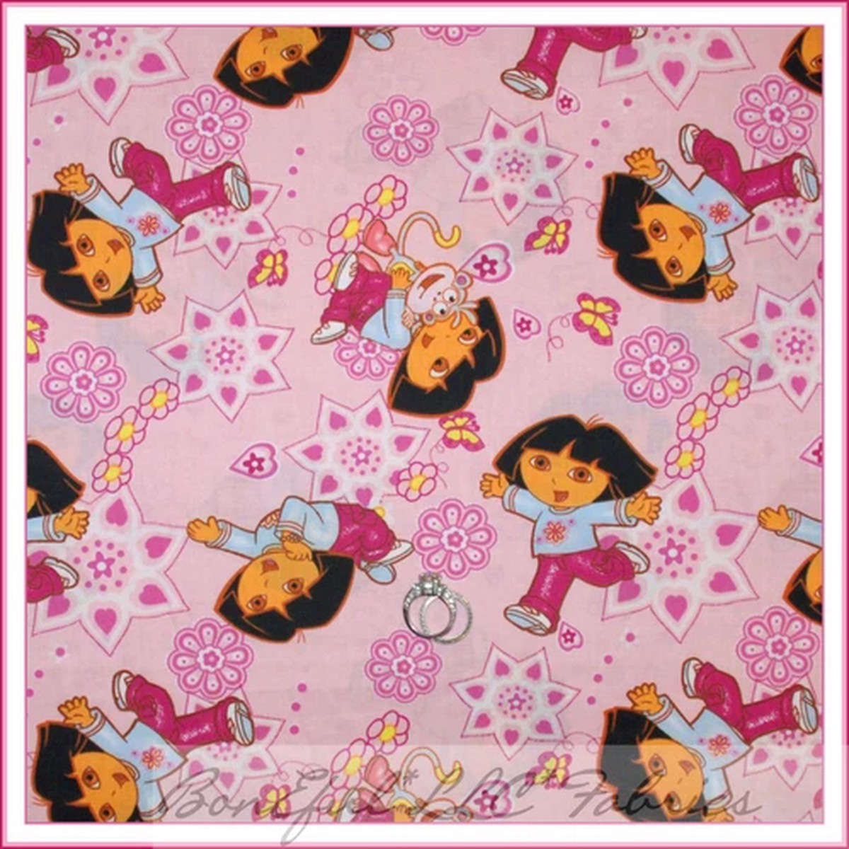 BonEful Fabric FQ Cotton Quilt Pink DORA Explorer Boots Monkey Flower Girl Dress