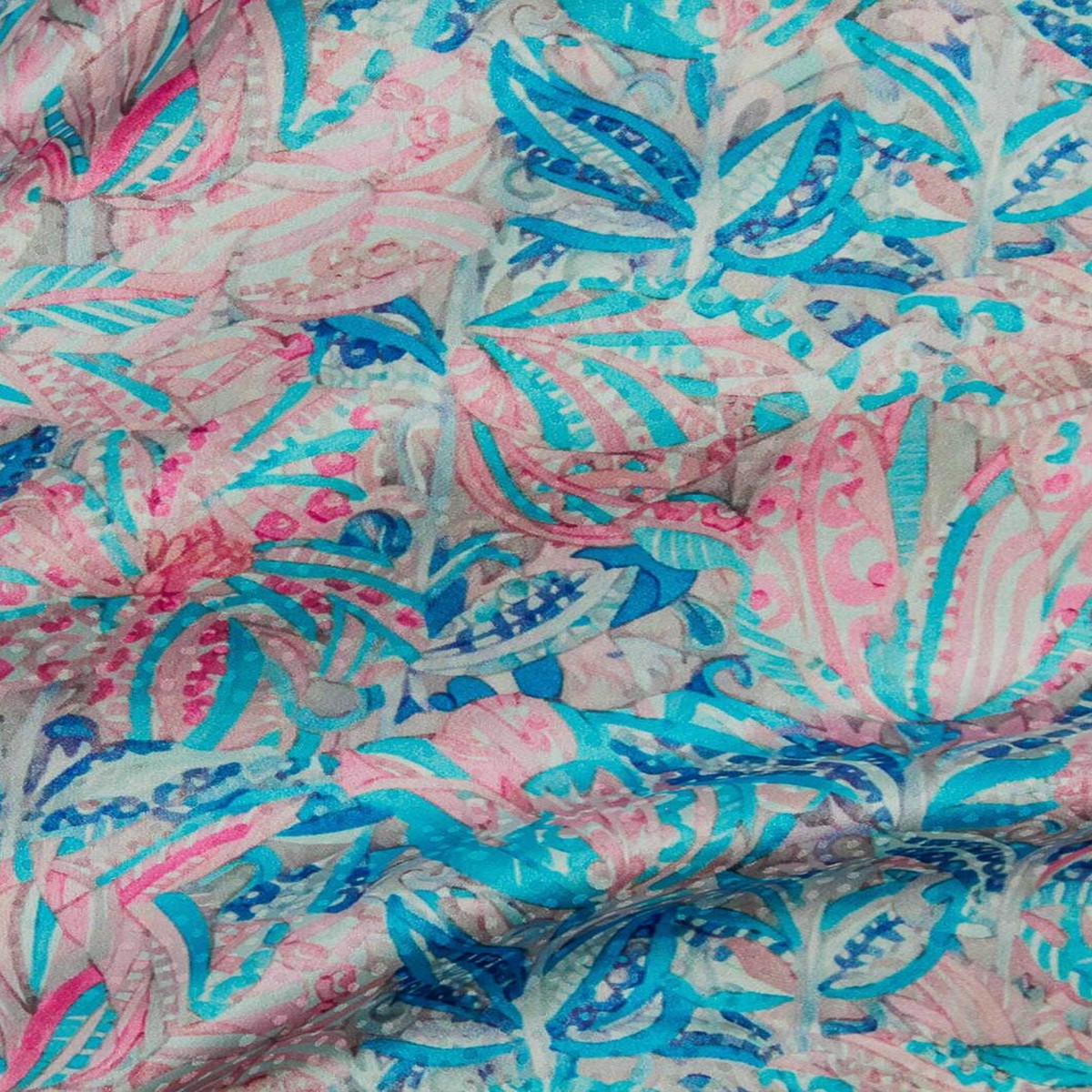 Digital Tulip Jacquard Aqua / Pink