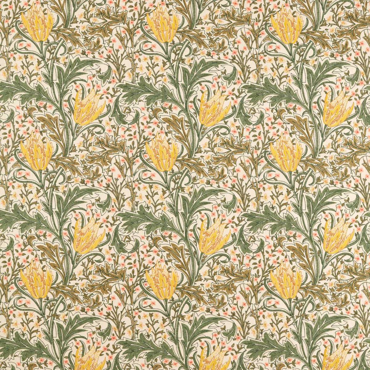 MORRIS & CO Lent Lily Embroidery Fabric Classic Floral Artichoke,Weld - MHTF237663