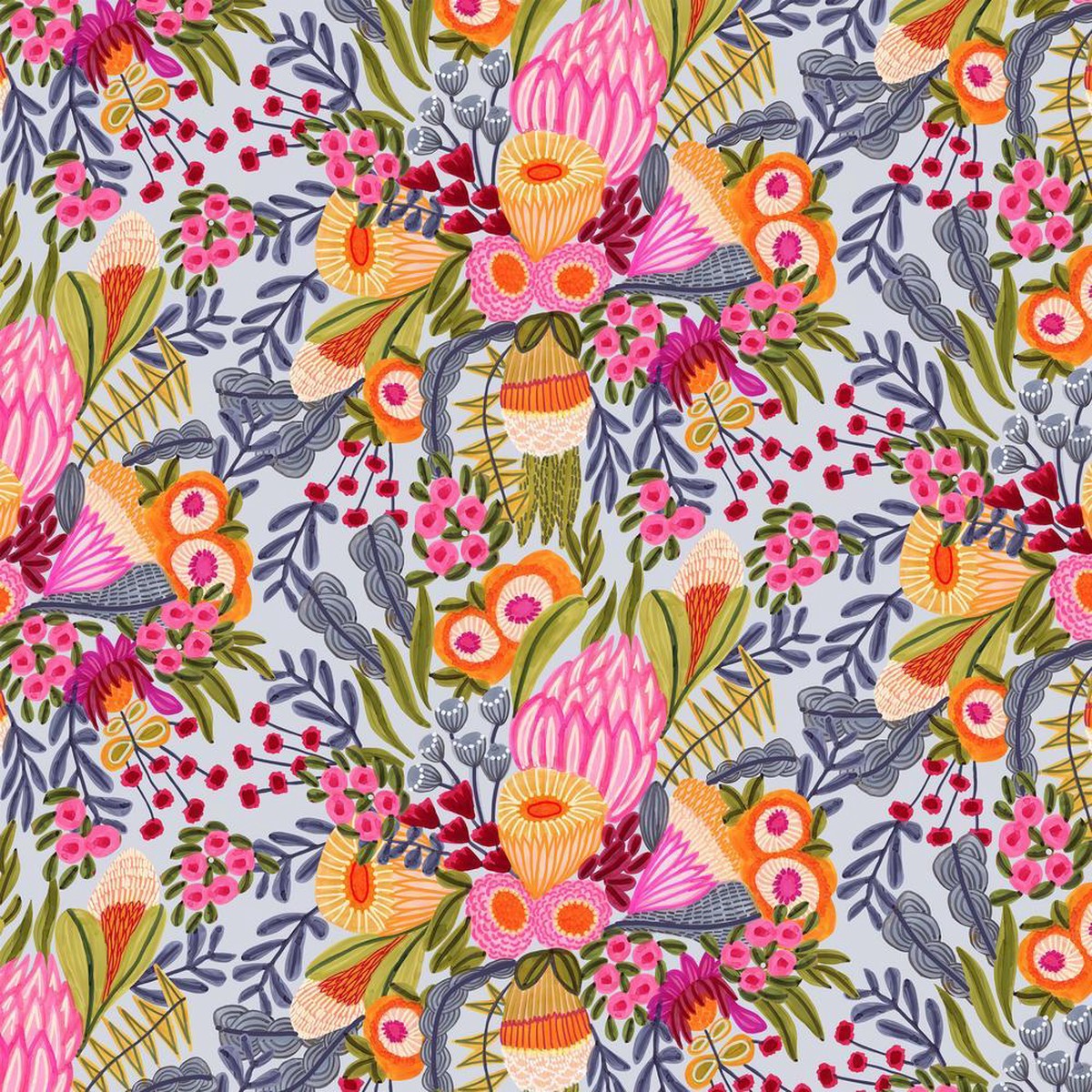 Paradise Blooms by Kristen Katz - Wild Blooms in Silver