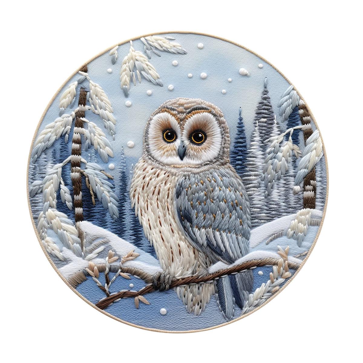 Christmas Ornaments Owl #3 Fabric Panel