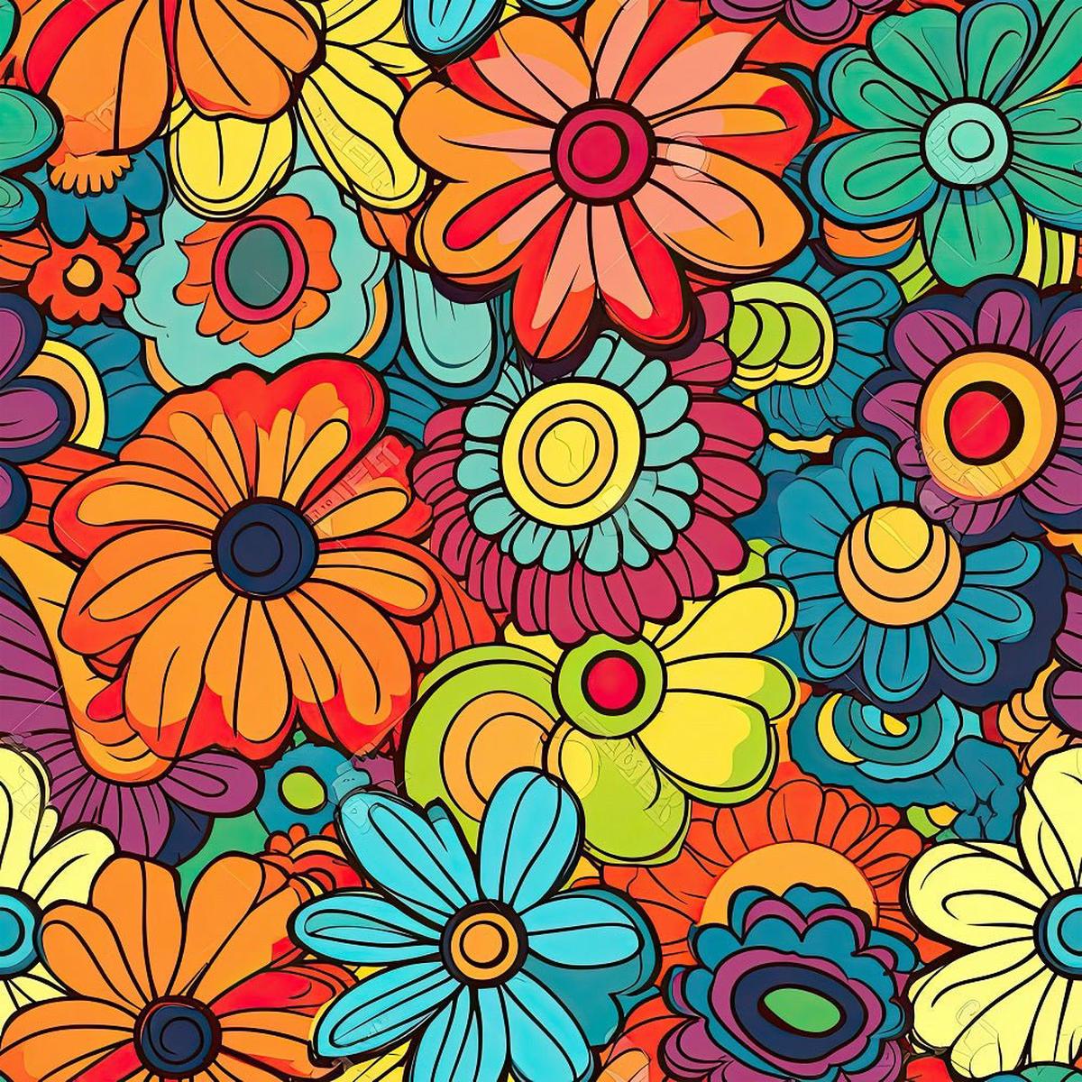 Groovy Flowers Pattern 4 Fabric