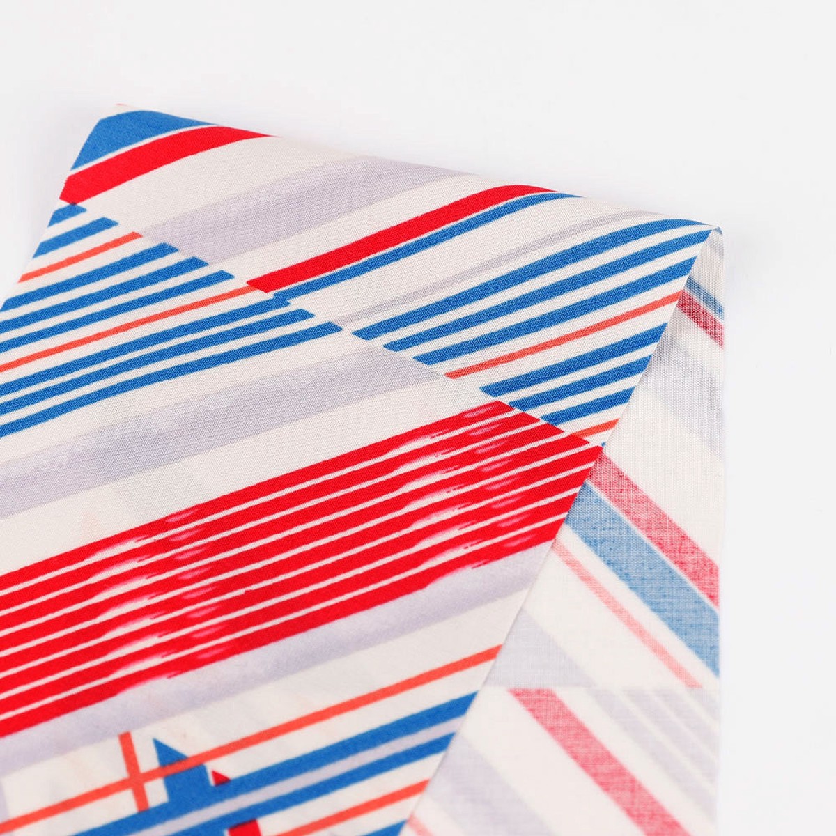 Diagonal Multi Stripe Rayon Challis - Red/Blue