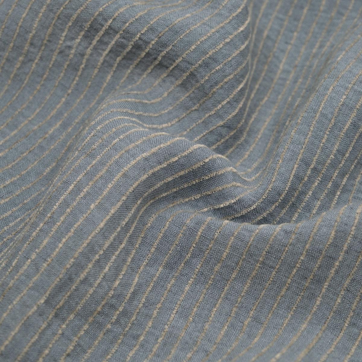 Farmhouse Stripe Linen Rayon - Bluestone/Pebble