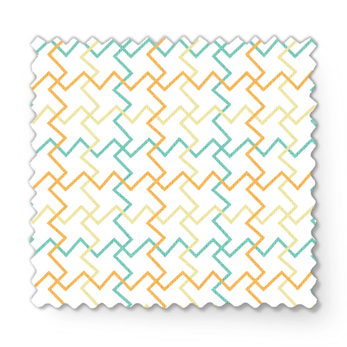 Zigzag Lattice on Orange & Teal Fabric