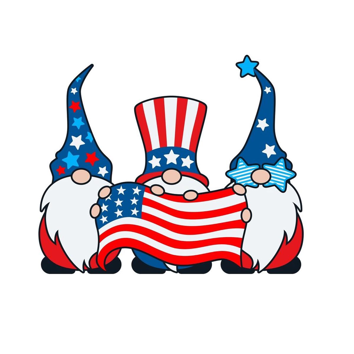 Patriotic Gnomes With Flag Fabric Panel