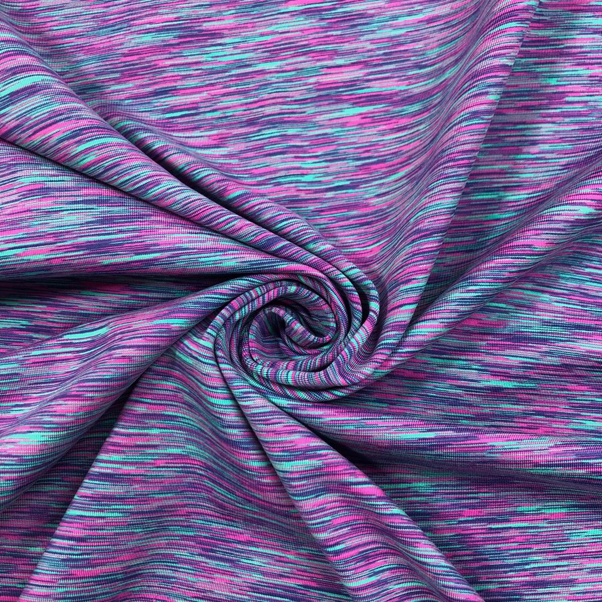 High Vibrations - Polyester Blend Knit - Bright Purple / Pink / Turquoise / Black- 1/2 Meter
